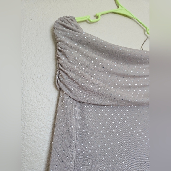 Off-The-Shoulder Rhinestone Maxi Dress - Picture 6 of 10